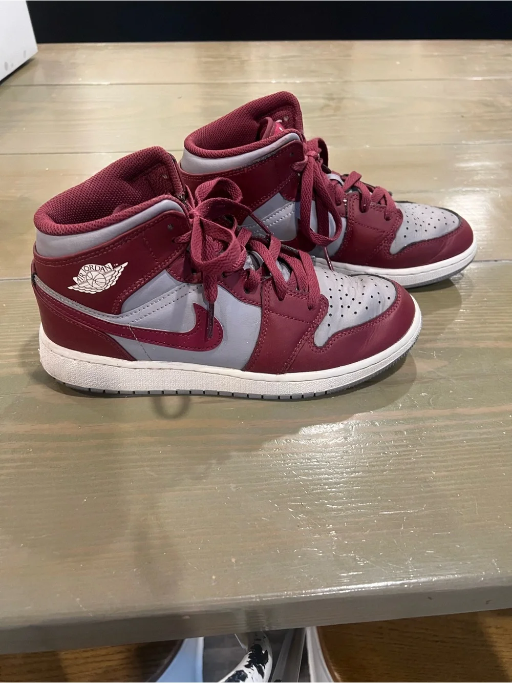 Jordan men's Burgundy and Gray High-Top Sneakers